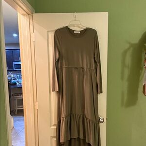 Chic Long Sleeve Olive Dress